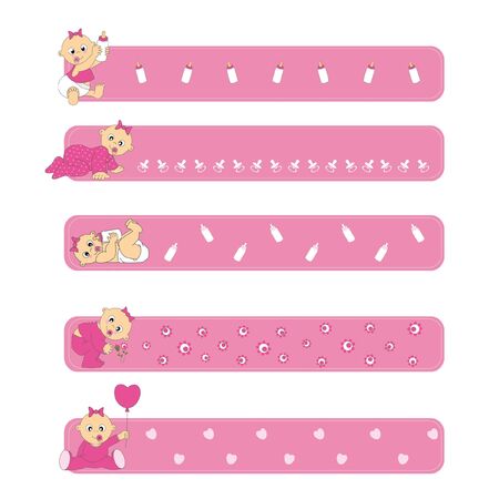 banners baby girl のイラスト素材