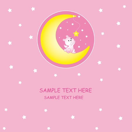 Baby girl arrival announcement card のイラスト素材