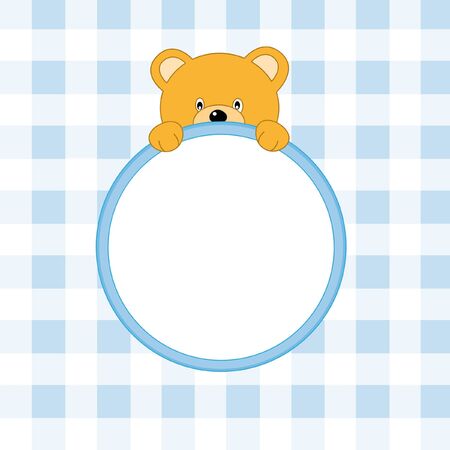 Bear frame. Baby boy arrival announcementのイラスト素材