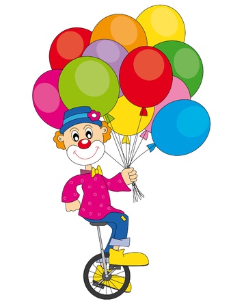 Clown bicycle. Vector art-illustration on a white background. のイラスト素材
