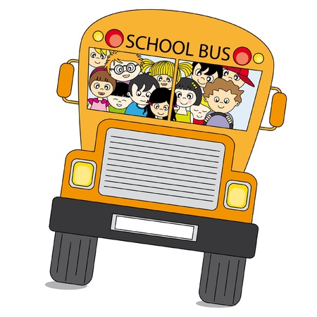 Back to school. School bus full of children のイラスト素材