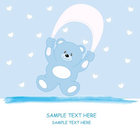 Baby girl arrival announcement. Bear blueのイラスト素材