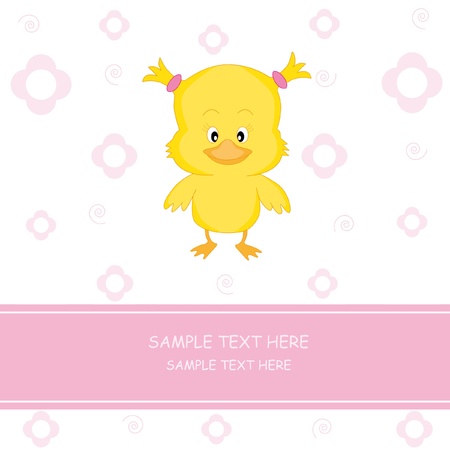 Baby girl arrival announcement. chicken baby のイラスト素材