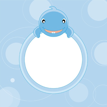 Picture frame or text. Blue Whale のイラスト素材
