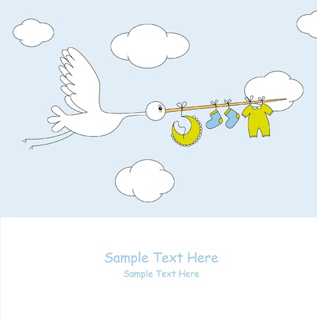 Baby boy arrival announcement cardのイラスト素材