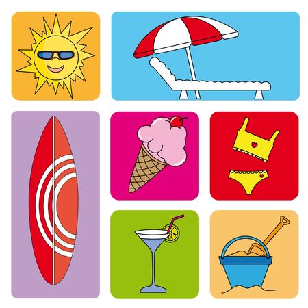 beach icon setのイラスト素材