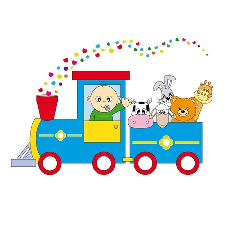 children's train animalsのイラスト素材