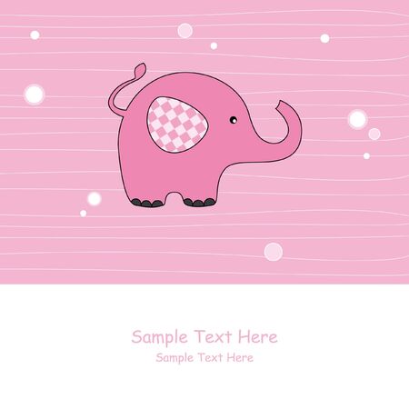 Baby girl arrival announcement. Pink elephantのイラスト素材