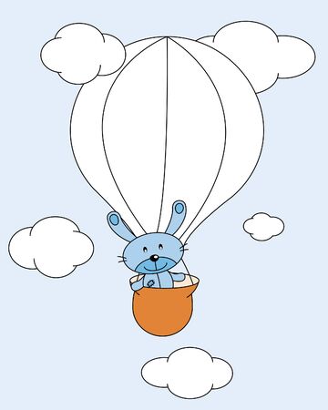 Stuffed rabbit balloon flyingのイラスト素材