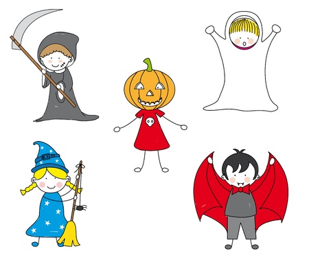 children dressed for Halloween のイラスト素材