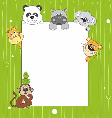 Animal cartoon and blank sign のイラスト素材