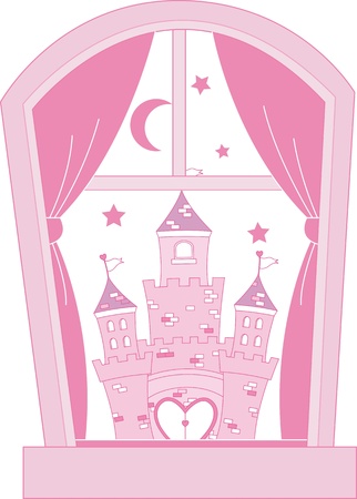Pink princess castle のイラスト素材