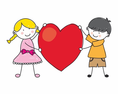 Children holding a heart のイラスト素材