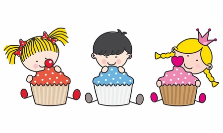 children with a cakeのイラスト素材
