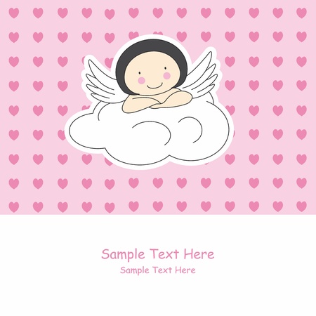 Angel wings on a cloud. Greeting card のイラスト素材