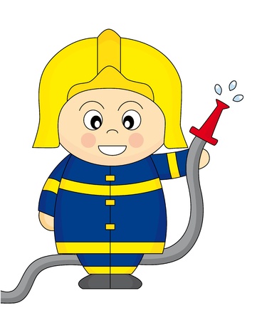 Fireman holding a fire hoseのイラスト素材