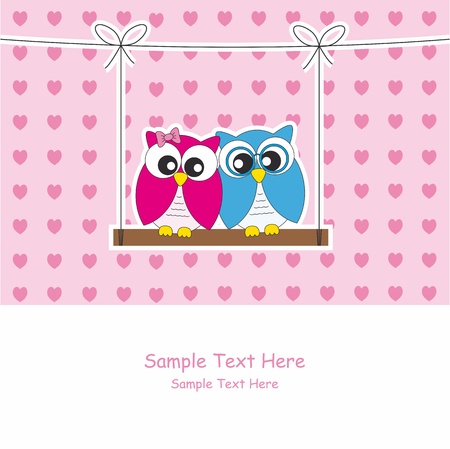  Love Card. Owls のイラスト素材