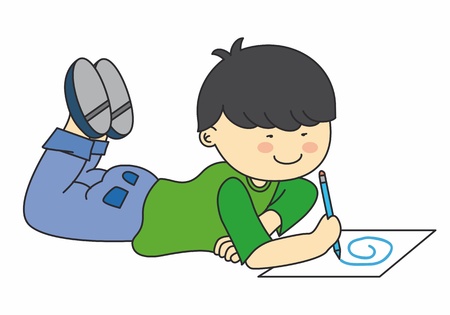 Child drawing. Vector drawing with white background のイラスト素材