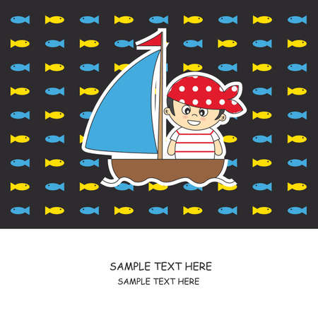 Child dressed as a pirate cardのイラスト素材