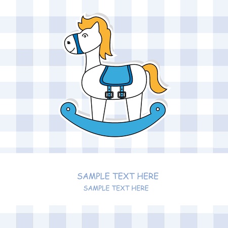 Cute baby card with rocking horse のイラスト素材