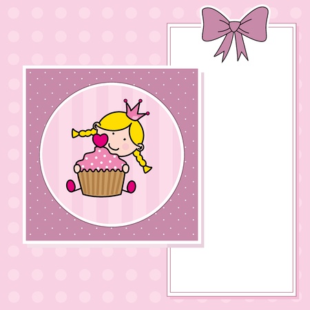 Baby girl with a muffin  greeting card のイラスト素材
