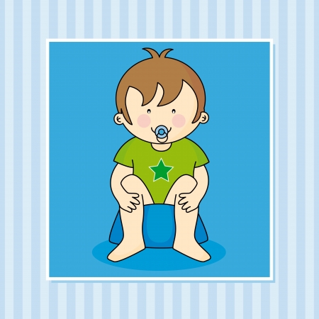 Baby boy sitting on the pottyのイラスト素材