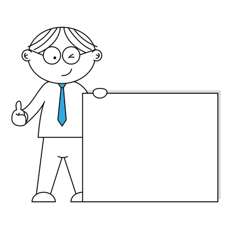 businessman presenting a blank paper . Concept of message.のイラスト素材