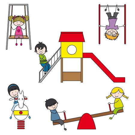 Illustration of kids playing at the parkのイラスト素材