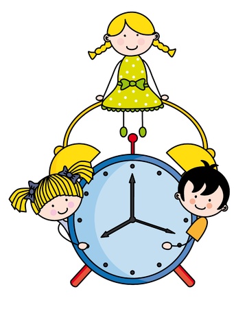 Children with an alarm clockのイラスト素材