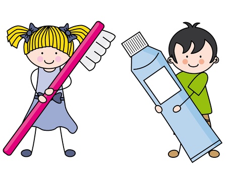 Kids caring for teeth illustrationのイラスト素材
