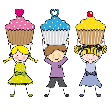 Children with cupcakesのイラスト素材
