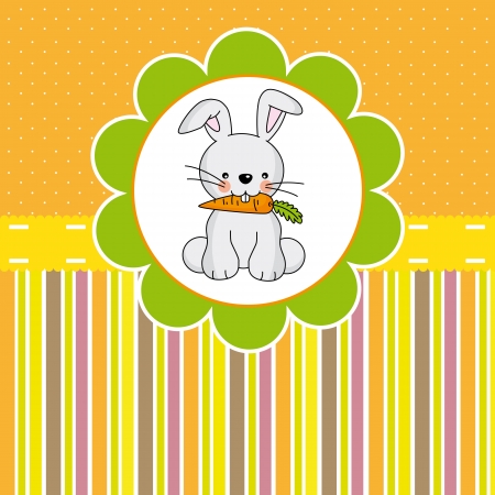 Rabbit eating a carrot. Card easterのイラスト素材