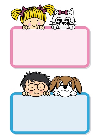 Children with their petsのイラスト素材