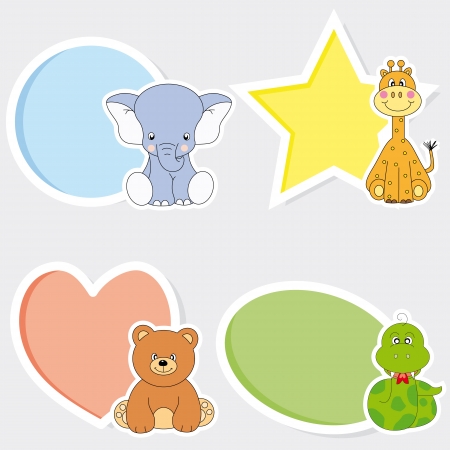 Stickers animals. Space for photo or textのイラスト素材