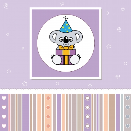 Birthday card. Koala with a giftのイラスト素材