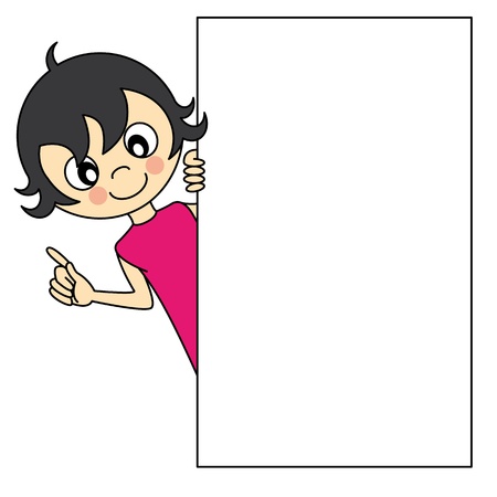 Little girl with a blank signのイラスト素材