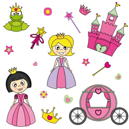 illustration of princess design elements.のイラスト素材