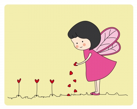 Fairy planting heartsのイラスト素材