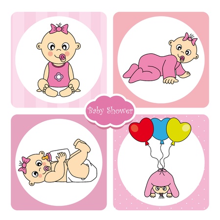 Baby girl arrival announcement cardのイラスト素材