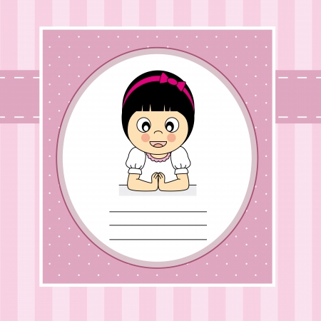 First Communion Invitation Card. Girlのイラスト素材
