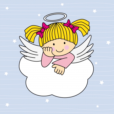 Angel wings on a cloud. Greeting cardのイラスト素材
