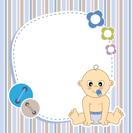 Baby boy card  Space for photo or textのイラスト素材