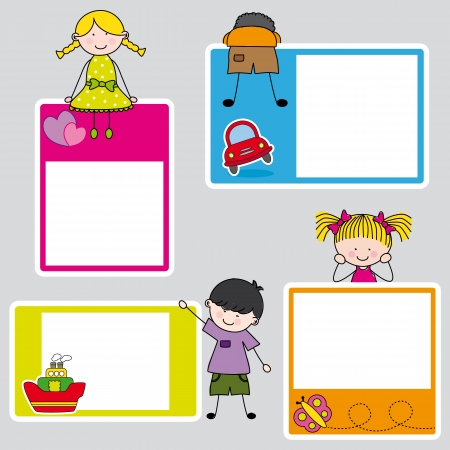 Children s picture frame for girl and boy のイラスト素材