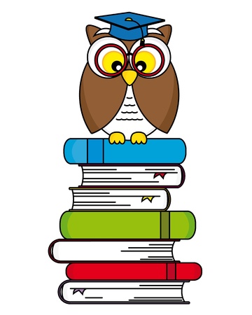 back to school  Owl with glasses and graduation capのイラスト素材