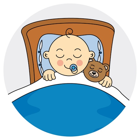 child sleeping Baby boy arrival announcement cardのイラスト素材