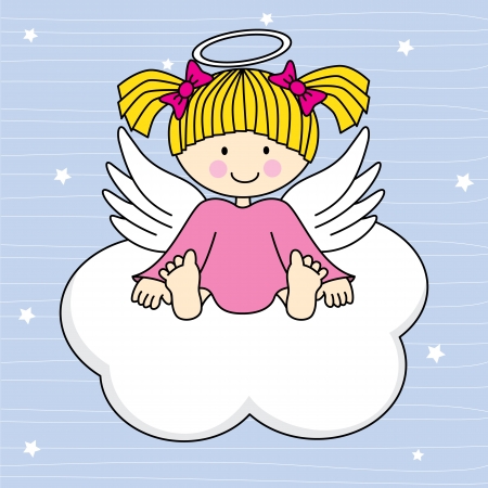 Angel wings on a cloud  Greeting cardのイラスト素材