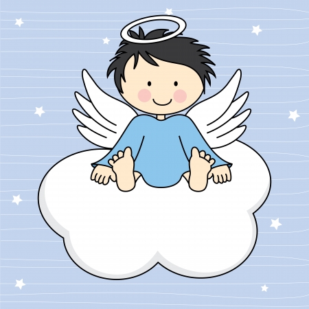Angel wings on a cloud  Greeting cardのイラスト素材