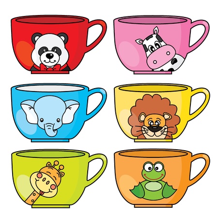 cup animalsのイラスト素材