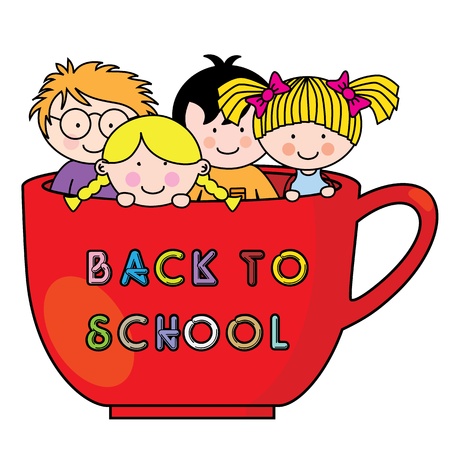 Back to school  Children inside a cupのイラスト素材