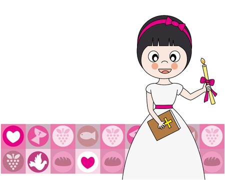 First Communion Invitation Card  Girlのイラスト素材